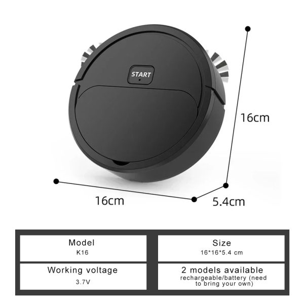 NY K16 Mini Robotdammsugare - Svart